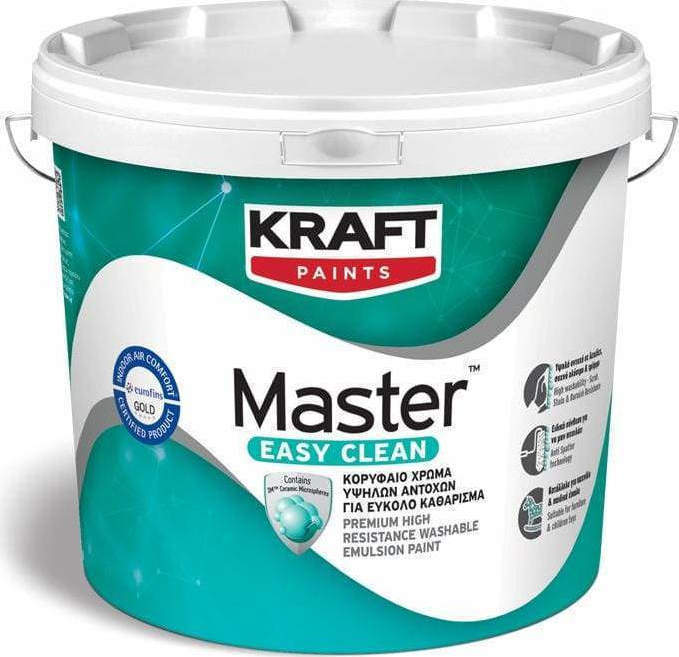 Kraft Master Easy Clean Πλαστικό Χρώμα Τοίχων Πλενόμεων Υψηλών Αντοχών