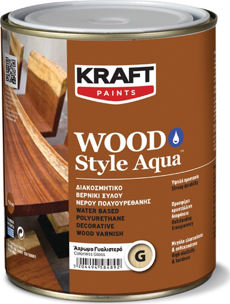 Kraft Wood Style Aqua Βερνίκι Ξύλου Νερού Πολυουρεθάνης